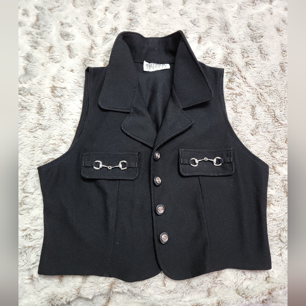 Ashley Taylor Black Women's Vest with Button Detail